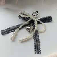Girl's Heart Lace Pearl Bow Bag Pendant Ins Style Keychain AirPods Accessories Love Pendant main image 3