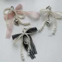 Girl's Heart Lace Pearl Bow Bag Pendant Ins Style Keychain AirPods Accessories Love Pendant main image 4