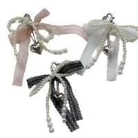 Girl's Heart Lace Pearl Bow Bag Pendant Ins Style Keychain AirPods Accessories Love Pendant main image 5