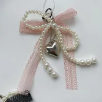 Girl's Heart Lace Pearl Bow Bag Pendant Ins Style Keychain AirPods Accessories Love Pendant sku image 3