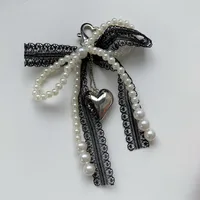 Girl's Heart Lace Pearl Bow Bag Pendant Ins Style Keychain AirPods Accessories Love Pendant sku image 2