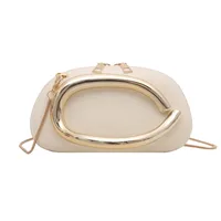 Retro Niche Metal Box Beautiful Small Square Bag Banquet Clutch Bag Simple Texturized Crossbody Bag sku image 5