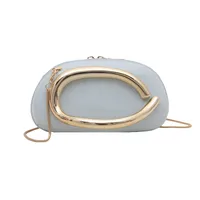 Retro Niche Metal Box Beautiful Small Square Bag Banquet Clutch Bag Simple Texturized Crossbody Bag sku image 11