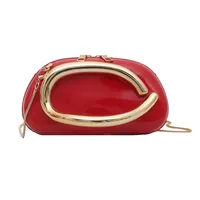 Retro Niche Metal Box Beautiful Small Square Bag Banquet Clutch Bag Simple Texturized Crossbody Bag sku image 12