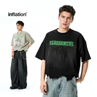 Jie Zhan Men's Wear | Boxy Short Wash Cut Print T-shirt 25 Spring/Summer New American Heavy Short Sleeve Five-point Sleeve main image 2