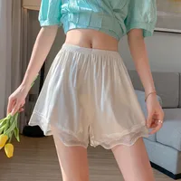 Lace Anti-slip Three-point Home Shorts Can Be Wearable Without Curling Thin Summer Insurance Pajama Pants Lace Safety Pants For Women sku image 1