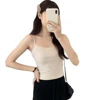 Summer  Gentle Style Lace Sling Women's Bow Stitching Stretch Short Top Sweet Bm White Vest main image 5