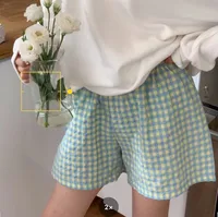 Summer Home Plaid Small Floral Shorts Thin Fresh Sports High Waist Slimming Wide Leg Loose Casual Pajama Pants For Women main image 4