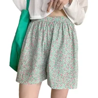 Summer Home Plaid Small Floral Shorts Thin Fresh Sports High Waist Slimming Wide Leg Loose Casual Pajama Pants For Women main image 5