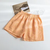 Summer Home Plaid Small Floral Shorts Thin Fresh Sports High Waist Slimming Wide Leg Loose Casual Pajama Pants For Women sku image 5