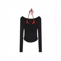 Sunscreen Shirt Suit Hot Girl Sexy Beautiful Back Two-piece Set With Chest Pad Outer Wear Inner T-shirt Base Shirt Outer Wear main image 3