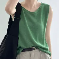 Gentle Style Simple Elegant Casual Round Neck Sleeveless Sweater Vest Women's Summer New Style Loose Vest Top Women's Clothing main image 3