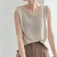 Gentle Style Simple Elegant Casual Round Neck Sleeveless Sweater Vest Women's Summer New Style Loose Vest Top Women's Clothing main image 4