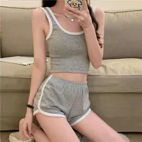 Summer Sleeveless Casual Sports Suit Women's New-style Fashion Running Sports Vest Shorts Yoga Slim-fit Two-piece Set main image 1
