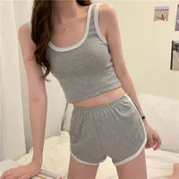 Summer Sleeveless Casual Sports Suit Women's New-style Fashion Running Sports Vest Shorts Yoga Slim-fit Two-piece Set main image 3