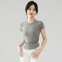 Small Man Waist Shoulder Short-sleeved Cotton T-shirt Women's Summer Design Sense Small Early Spring European Goods Small Shirt Explosive Top main image 2