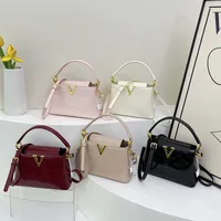 Foreign Trade New Patent Leather Fashion All-match Letter Bucket Bag Fashionable Handbag Large Capacity Single Shoulder Crossbody Bag main image 1