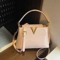 Foreign Trade New Patent Leather Fashion All-match Letter Bucket Bag Fashionable Handbag Large Capacity Single Shoulder Crossbody Bag main image 2