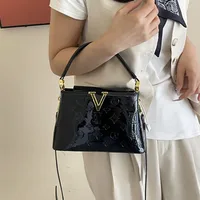 Foreign Trade New Patent Leather Fashion All-match Letter Bucket Bag Fashionable Handbag Large Capacity Single Shoulder Crossbody Bag main image 3