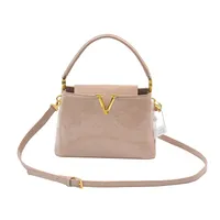 Foreign Trade New Patent Leather Fashion All-match Letter Bucket Bag Fashionable Handbag Large Capacity Single Shoulder Crossbody Bag sku image 2