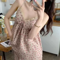 Summer With Chest Pad Retro Small Floral Sling Pants Pajamas Women's Internet Popular TikTok Group Buying Daifa Home Clothes main image 4