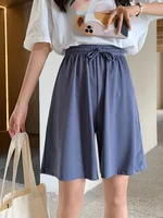 Plus Size Foreign Trade Women's Shorts Five-point Pants Women's High Waist Ice Silk Pants Loose Women's Summer Outer Wear Casual Straight Shorts main image 1