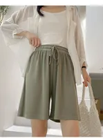 Plus Size Foreign Trade Women's Shorts Five-point Pants Women's High Waist Ice Silk Pants Loose Women's Summer Outer Wear Casual Straight Shorts main image 3