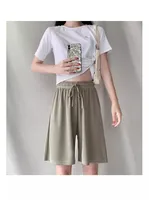 Plus Size Foreign Trade Women's Shorts Five-point Pants Women's High Waist Ice Silk Pants Loose Women's Summer Outer Wear Casual Straight Shorts main image 5