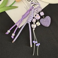 Hot-selling Full Diamond Heart Keychain Pendant Backpack Pendant Accessories Car Key Pendant Fashion Accessories sku image 3