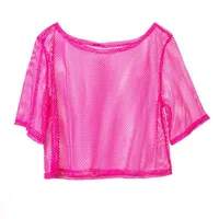 Exported To  1980s Party Dance Ladies Fishing Net Mesh T-Shirt Fishnet Shirt main image 2