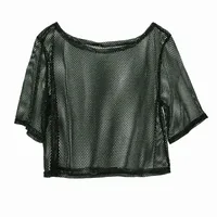Exported To  1980s Party Dance Ladies Fishing Net Mesh T-Shirt Fishnet Shirt sku image 5