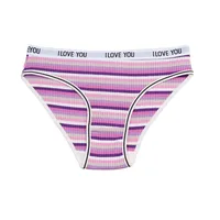 Cotton Threaded Women's Underwear Color Letter Briefs Low Waist Breathable Double Layer Striped Underwear For Girls And Students main image 4