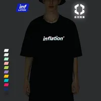 Jie Zhan Discount Store | Loosen Edition Laser Colorful Letter Printing Fashion Brand Street Short Sleeve T-shirt Male main image 3