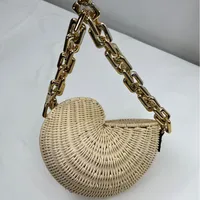 New Rattan Bag Conch Hand-woven Shell Bag Retro Trendy Shoulder Bag  Fashion Handbag main image 1