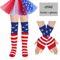 Children's Stars And Stripes Long Socks  Five-pointed Star Socks Gloves American Independence Day Flag Socks Children's Suit main image 1