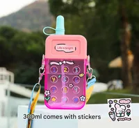 Creative Cartoon Cute Mobile Phone Cup Straw Water Cup Macaron Stickers For Children Adult Female University And Middle School Students sku image 1