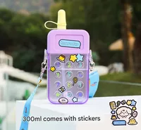 Creative Cartoon Cute Mobile Phone Cup Straw Water Cup Macaron Stickers For Children Adult Female University And Middle School Students sku image 2