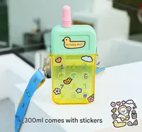 Creative Cartoon Cute Mobile Phone Cup Straw Water Cup Macaron Stickers For Children Adult Female University And Middle School Students sku image 3