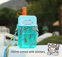 Creative Cartoon Cute Mobile Phone Cup Straw Water Cup Macaron Stickers For Children Adult Female University And Middle School Students sku image 4