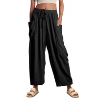 Spring And Summer  Europe And The United States Elastic Waist Pleated Waist Straight Pants Loose Casual Cotton And Linen Pants main image 2