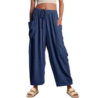 Spring And Summer  Europe And The United States Elastic Waist Pleated Waist Straight Pants Loose Casual Cotton And Linen Pants main image 3