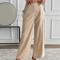 Women's Casual Holiday Daily Casual Simple Style Classic Style Solid Color Full Length Casual Pants Wide Leg Pants main image 3