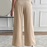 Women's Casual Holiday Daily Casual Simple Style Classic Style Solid Color Full Length Casual Pants Wide Leg Pants main image 2