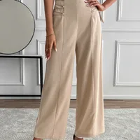 Women's Casual Holiday Daily Casual Simple Style Classic Style Solid Color Full Length Casual Pants Wide Leg Pants main image 4
