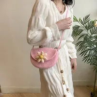 Small Fresh Style Woven Mobile Phone Bag Women's  Summer New Style Straw Woven Bag Stylist All-match Holiday Shoulder Crossbody Beach Bag main image 2