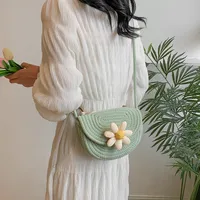 Small Fresh Style Woven Mobile Phone Bag Women's  Summer New Style Straw Woven Bag Stylist All-match Holiday Shoulder Crossbody Beach Bag main image 3