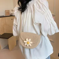 Small Fresh Style Woven Mobile Phone Bag Women's  Summer New Style Straw Woven Bag Stylist All-match Holiday Shoulder Crossbody Beach Bag main image 4