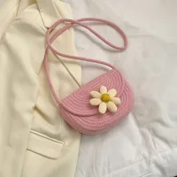 Small Fresh Style Woven Mobile Phone Bag Women's  Summer New Style Straw Woven Bag Stylist All-match Holiday Shoulder Crossbody Beach Bag sku image 2