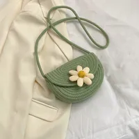 Small Fresh Style Woven Mobile Phone Bag Women's  Summer New Style Straw Woven Bag Stylist All-match Holiday Shoulder Crossbody Beach Bag sku image 3
