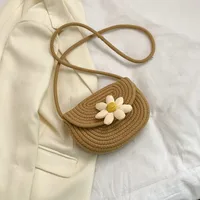 Small Fresh Style Woven Mobile Phone Bag Women's  Summer New Style Straw Woven Bag Stylist All-match Holiday Shoulder Crossbody Beach Bag sku image 4